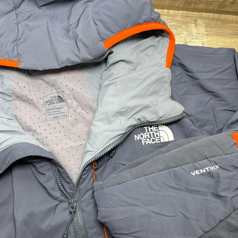 The North Face Ventrix Hooded Jacket Mens XXL Grey Orange Insulated Puffer Coat